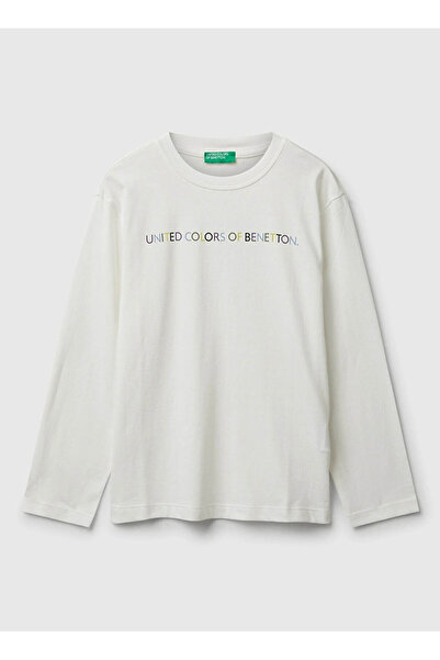 Benetton με τύπωμα Ανδρικό μπλουζάκι Ecru για αγόρια 3I1XC10Q3