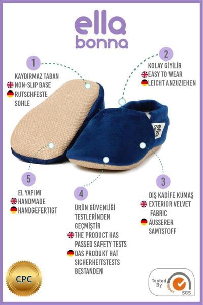 Ella Bonna Velvet Baby Booties, Non-Slip Sole, Nursery Shoes Booties