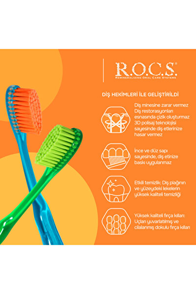 R.O.C.S. R.O.C.S 6-12 yaş Çocuk Kırmızı Manuel Diş Fırçası