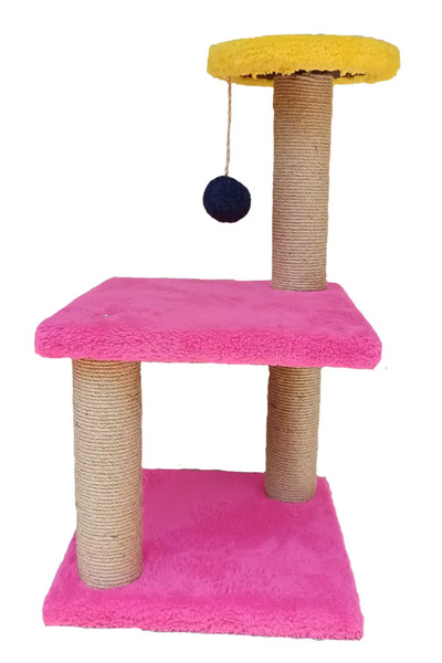 Juge Cat عمود خدش متعدد الطبقات للقطط (أصفر فوشيا)