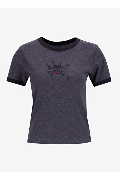 Vans VN000RC1O8W1-Cruzing Ringer Tee Gri Bisiklet Yaka Normal Düz Kadın T-Shirt