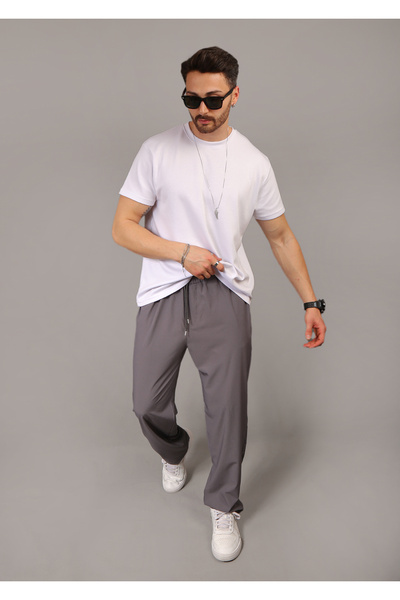 INFLUYENTE Ανδρικό Smoked Baggy Style Αλεξίπτωτο Πανί Φαρδύ Παντελόνι Ευέλικτη Μέση