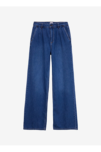 Mustang Normal Bel Bol Paça Geniş Fit İndigo Kadın Denim Pantolon LUISE WIDE-1758