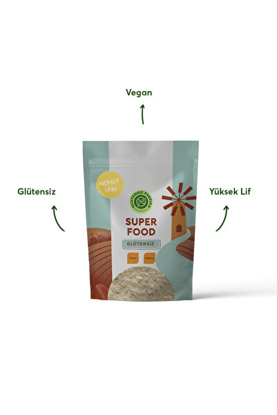 GLUTENSİZ FABRİKA Glütensiz Kepekli Çiğ Nohut Unu 1 Kg