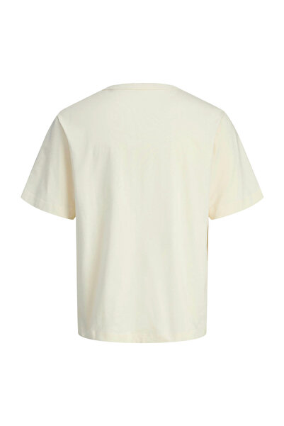 Jack & Jones Bisiklet Yaka Krem Erkek T-Shirt 12283763_JORCAMBRIDGE EMB TEE SS CR