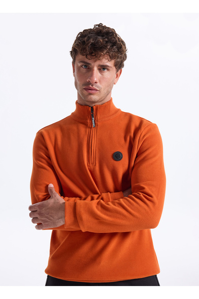 Discovery Expedition D5WM-SWT3941 Koyu Turuncu Dik Yaka Relaxed Düz Erkek Swe...