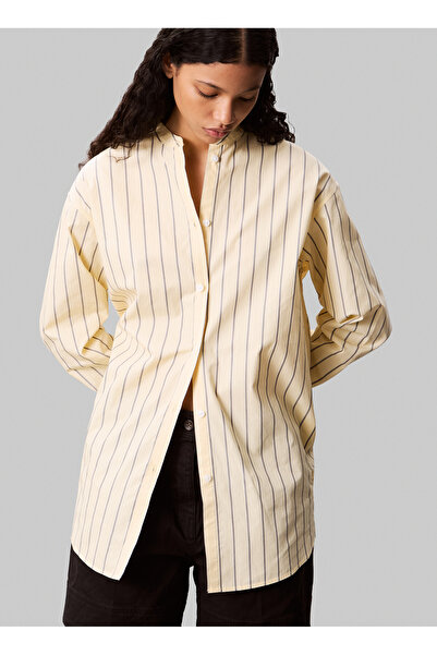 Calvin Klein Jeans Standart Çizgili Sarı Kadın Gömlek LV044C134GVND