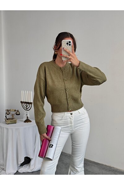lioracoo Kadın Yumuşak Dokulu Düğmeli Triko Hırka