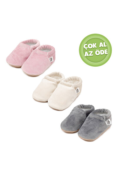 Ella Bonna Velvet Baby Home Boots - Economical Pack of 3, Non-Slip Sole, Powd...
