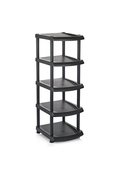 Trend Maison Siyah 5 Katlı Plastik Ayakkabılık Ayakkabı Rafı