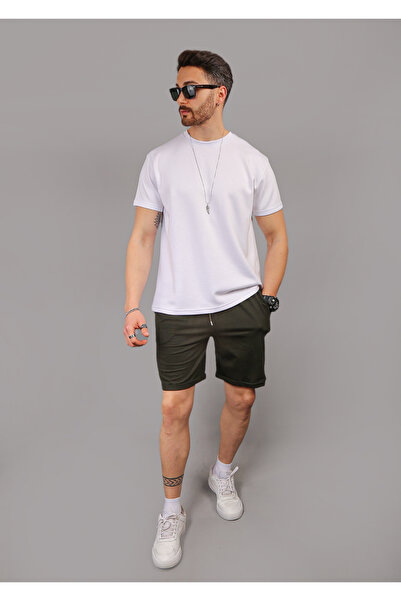 INFLUYENTE Чоловічі літні шорти хакі Regular Fit з 100% органічної бавовни з кишенями