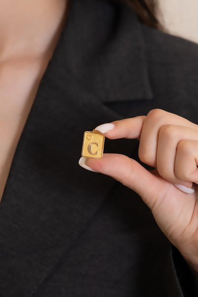 Bayar Gold 14 Ayar Altın C Harf Kalpli Kolye Ucu
