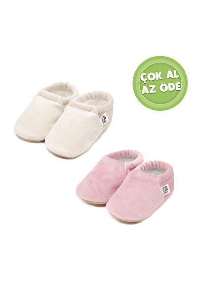 Ella Bonna Velvet Baby Home Boots – ekonomické balení 2 ks, protiskluzová podrážka (smetanovo-pudrová)