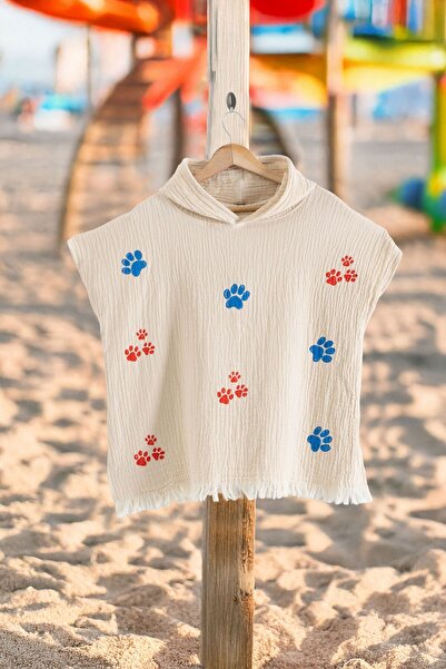 VAROL Organic 100% Cotton Muslin Children's Poncho - Paw