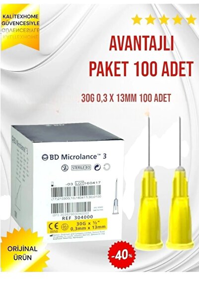 BD MICROLANCE Botox Işlem Iğnesi Iğne -mezoterapi ucu-botoks-prp-sarı Mezoterapi Iğne 30g 0,3 X 13mm-100 adet