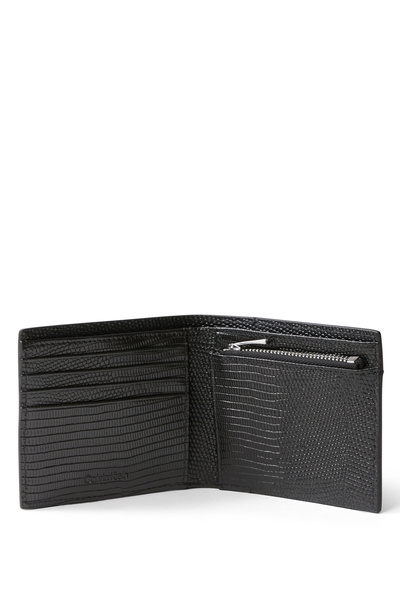 Calvin Klein Siyah Erkek Cüzdan LIZARD EMBOSSED BILLFOLD W/ COIN