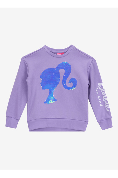 Barbie Baskılı Kız Çocuk Lila Sweatshırt BRB5WG-SWT6038