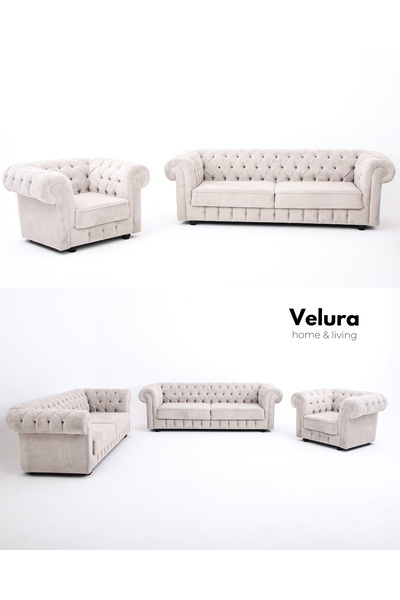 Velura Home & Living Chester Koltuk Takımı & Oturma Grubu (3+3+1)