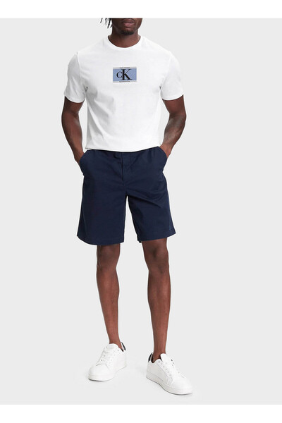 Calvin Klein Bisiklet Yaka Beyaz Erkek T-Shirt LV04RC854GYAF_SS 30s EU SP CK BOX T