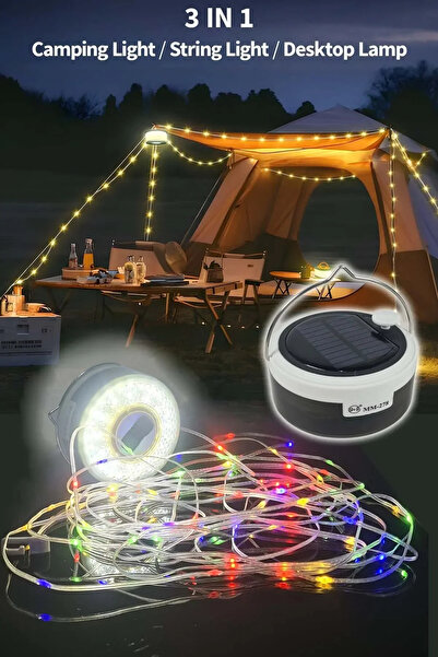 VOLEMİ Şarjlı 8 Metre Led Rgb + Gün Işığı Kamp Lambası Dekor Lambası Yılbaşı ...