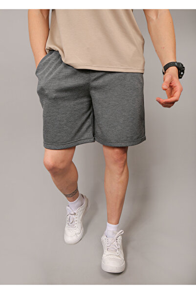 INFLUYENTE شورت صيفي رجالي من قماش بيكيه مدخن بقصة فضفاضة وساقين مزدوجتين وخص...