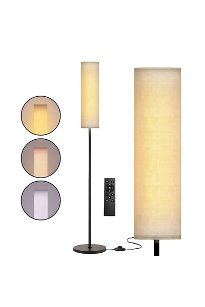 NEXSO Modern Vertical Floor Lamp with Remote & Foot Switch, 3 Color Temperatures, LED Bulb Included