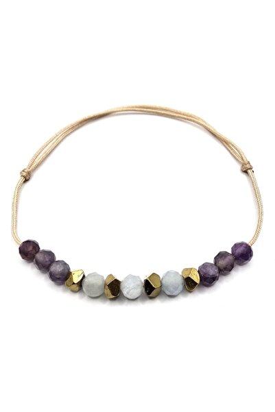 Lexy's Boutique Bratara ajustabila, zodia Pesti, Lexy's Boutique, pietre semipretioase ametist, hematit si acvamarin