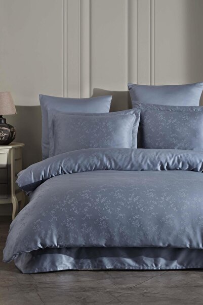 VAROL Liyosel Jacquard Duvet Cover Set Double - Eva Indigo
