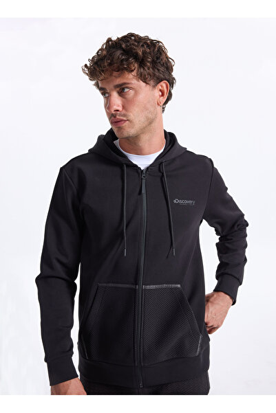 Discovery Expedition D5WM-SWT3998 Siyah Kapüşon Yaka Relaxed Düz Erkek Sweats...