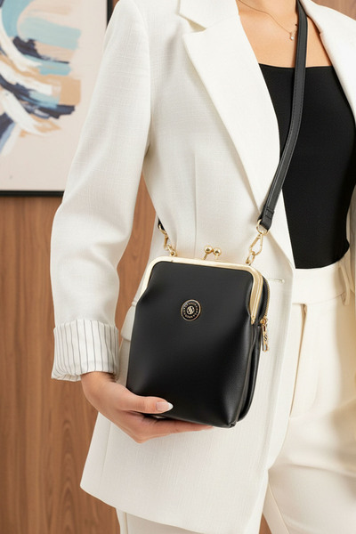 Lifonbag حقيبة كروس نسائية من الجلد الناعم مع إكسسوارات ذهبية وحجرة للهاتف وح...