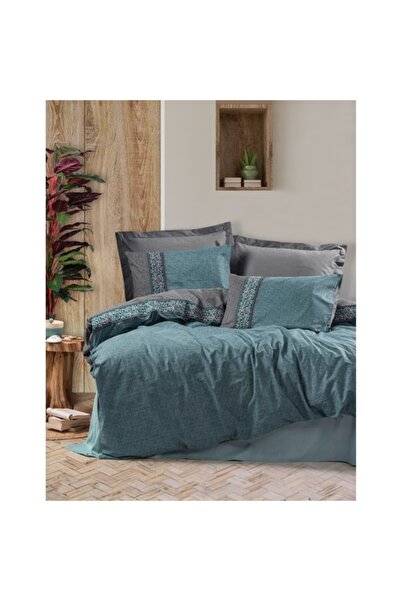 Cotton Box Folk Ark Çift Kişilik Nevresim Takımı Erna Petrol