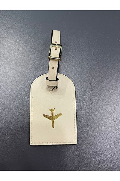 Seyahataksesuar حقيبة جلدية أصلية باللون البيج وعلامة الأمتعة