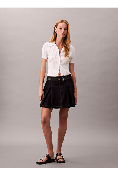 Calvin Klein Jeans Yüksek Bel Mavi Kadın Düz Kısa Etek LV047C717GN8D