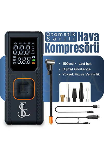 EN SİGA Otomatik Şarjlı 150psi Dijital Gösterge Araba Hava Kompresörü Lastik ...