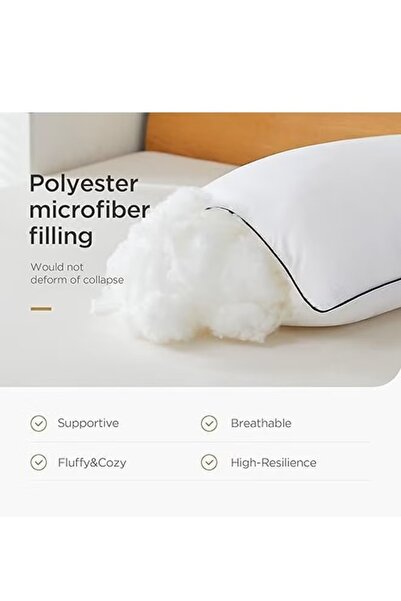 Eworld Premium Down Alternative Bed Pillows with Breathable Microfiber Cover, White, Pack of 4