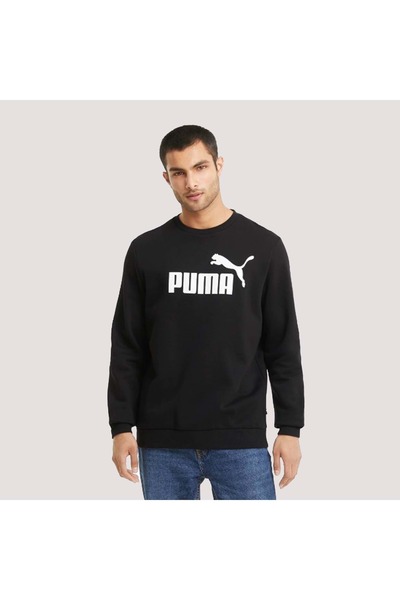 Puma Ess Big Logo Crew 24K Erkek Sweatshirt - Siyah - XXL