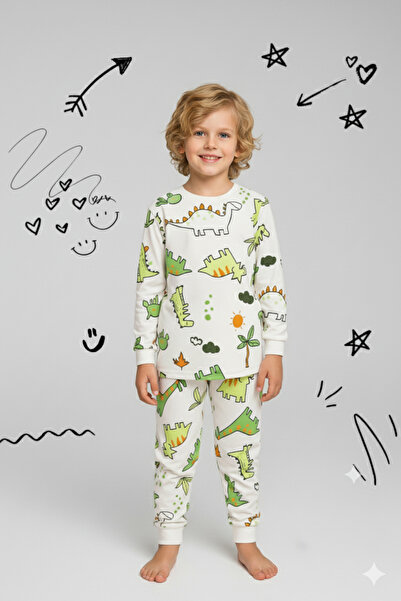 ROSAMİNA Σετ πιτζάμες για αγόρια σερβιτόρος από 100% βαμβάκι με σχέδια δέντρων και δεινοσαύρων