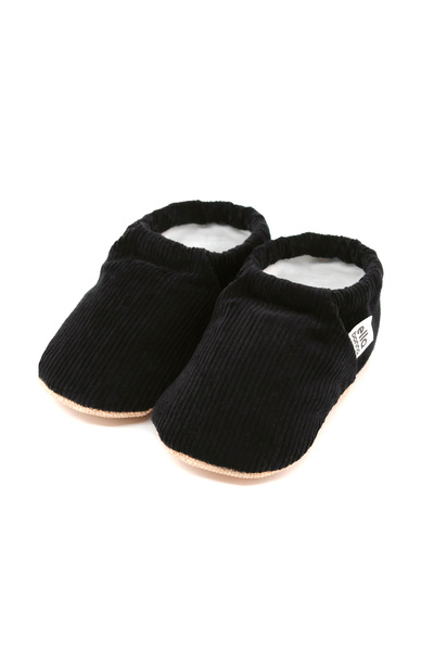 Ella Bonna Non-Slip Sole, Organic Cotton Lining, Corduroy Baby Booties Black