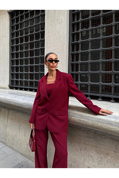 Diemmood Σετ Σακάκι-Παντελόνι: Σετ 3 τεμαχίων με Στράπλες Μπλούζα και Παντελό...