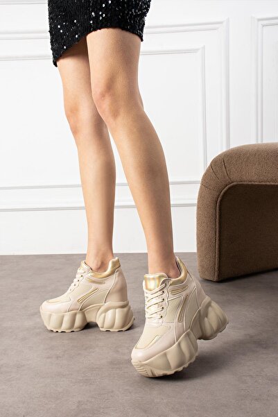 Modanizm Evanoraa Krem detay Dolgu Spor Ayakkabı