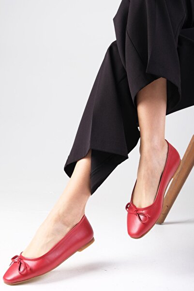 Mio Gusto Nelly piros színű masnitartozék tompa orrú női balerinacipő