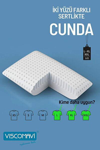 viscomavi CUNDA İKİ YÜZEYİ FARKLI SERTLİKTE ORTOPEDİK VISCO YASTIK 60X40X15 CM