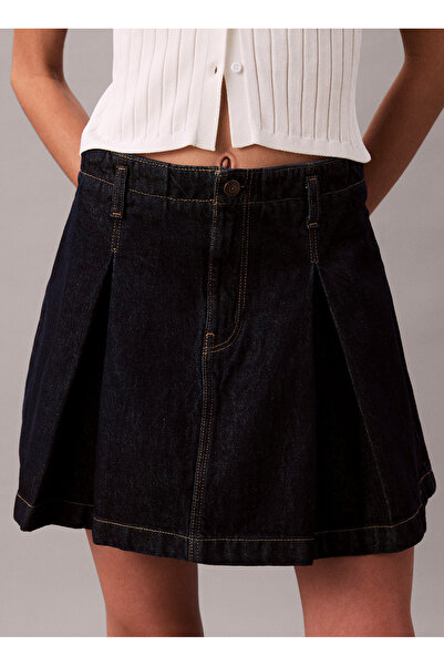 Calvin Klein Jeans Yüksek Bel Mavi Kadın Düz Kısa Etek LV047C717GN8D
