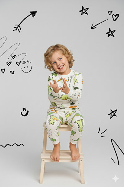 ROSAMİNA Σετ πιτζάμες για αγόρια σερβιτόρος από 100% βαμβάκι με σχέδια δέντρων και δεινοσαύρων