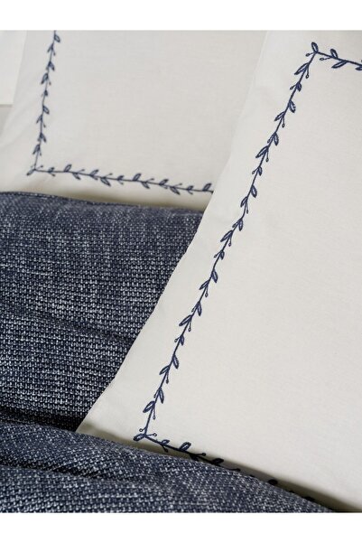 Cotton Box Embrova Double Pique Set Chenille Loom Navy Blue