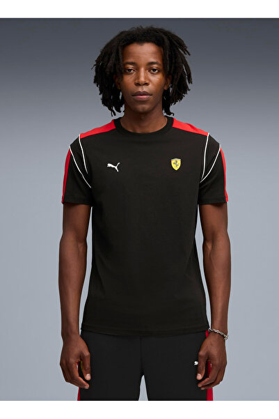 Puma 63276601 Ferrari MT7 Tee Black Siyah Yuvarlak Yaka Regular Fit Düz Erkek T-Shirt