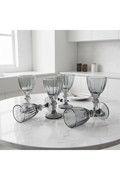 İnova Home Decor 6-Piece Smoke Colored Coffee Side Glass