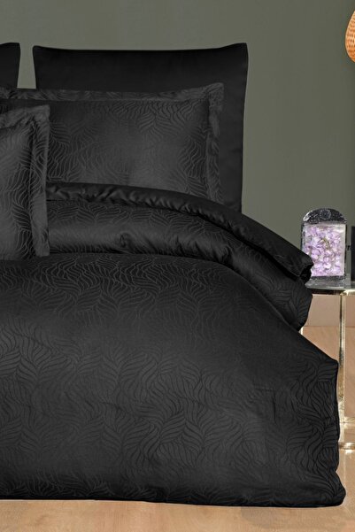 VAROL Liyosel Jacquard Duvet Cover Set Single - Lienzo Black