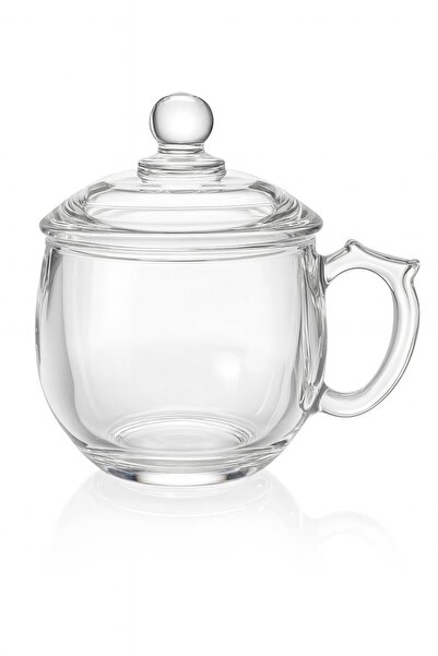 FAIR HOME Crystal Thick Glass Single Lid Large Size Herbal Tea Cup 370 Ml.