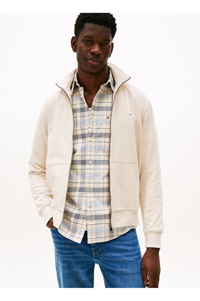 Tommy Hilfiger Dik Yaka Bej Erkek Sweatshırt MW0MW38084ACG_ESSENTIAL TERRY ZT ST